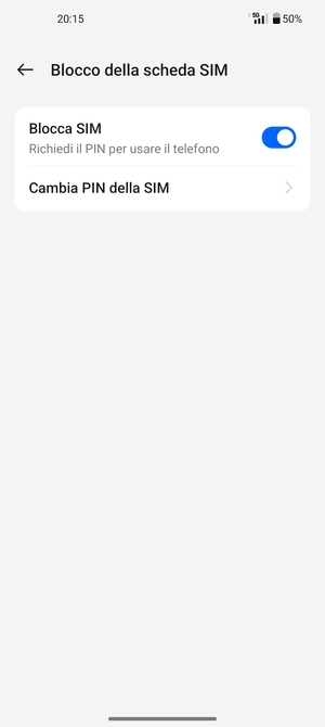 Seleziona Cambia PIN della SIM