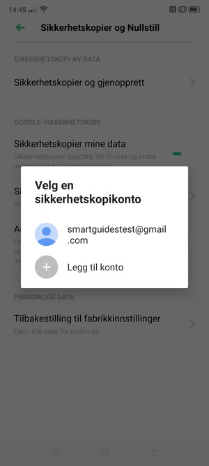 Velg sikkerhetskopi-kontoen din