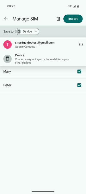 Select your Google account