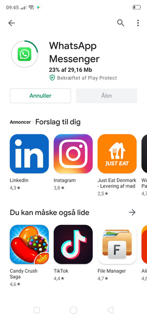 Afvent at installeringen er afsluttet