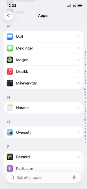 Bla til og velg Mail