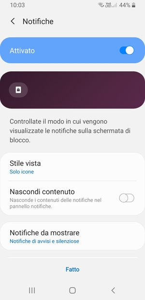 Seleziona le opzioni preferita e poi Fatto