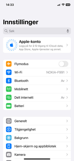 Gå tilbake til Innstillinger-menyen og velg Batteri