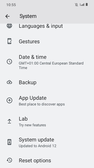 Scroll to and select System update