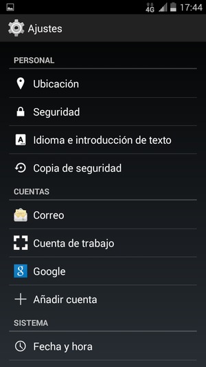 Desplácese y seleccione Seguridad