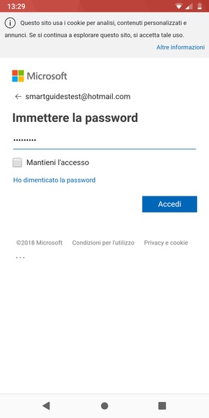 Inserisci la tua password e seleziona Accedi