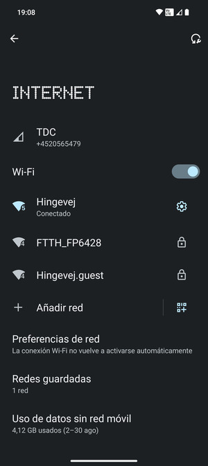 Ahora está conectado a la red Wi-Fi
