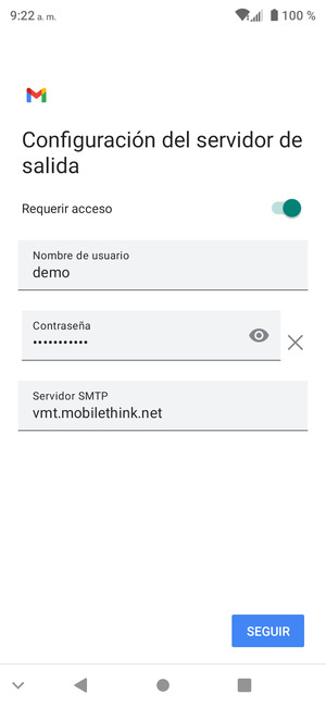 Introduzca la dirección de servidor saliente