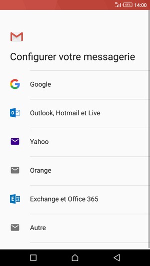 Sélectionnez Outlook, Hotmail et Live