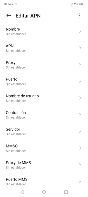 Introduzca la información de Internet