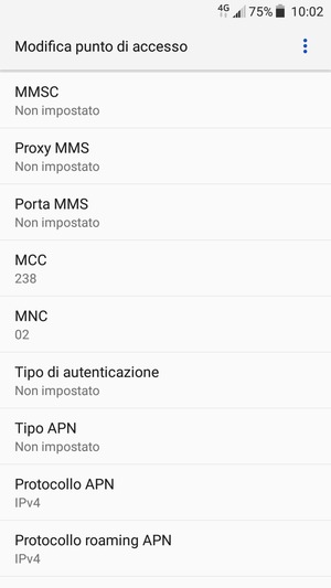 Scorri verso il basso e inserisci le informazioni di internet