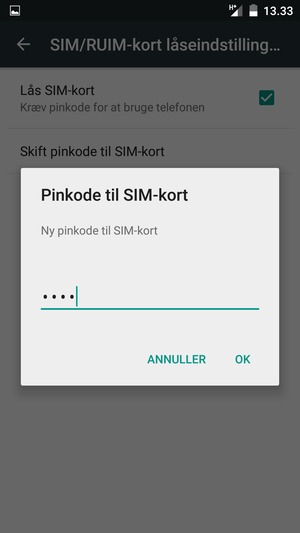 Indtast din Nye pinkode til SIM-kort og vælg OK