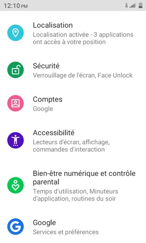 Faites défiler et sélectionnez Sécurité