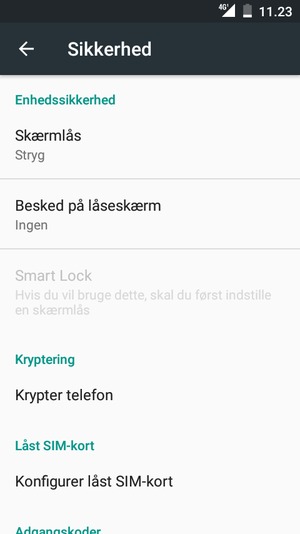 Vælg Skærmlås