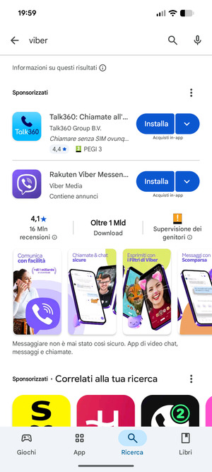 Seleziona l'applicazione