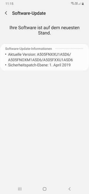 Falls Ihr Handy aktualisiert ist, wird Ihnen der folgende Bildschirm angezeigt