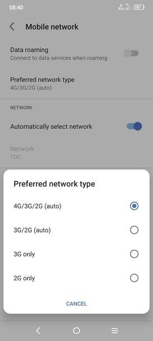 Select your preferred option
