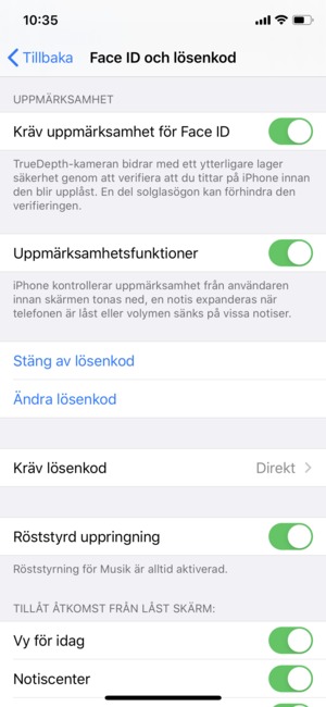 Välj Ändra lösenkod
