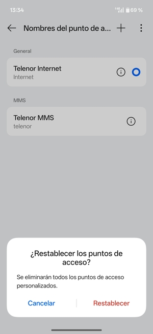 Seleccione Restablecer