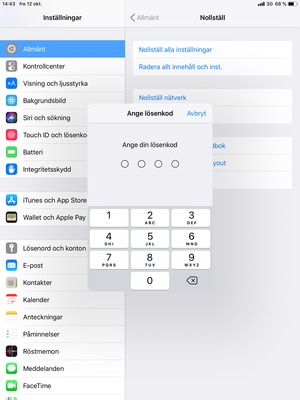 Ange din lösenkod för begränsningar, om den är aktiverad på din iPad