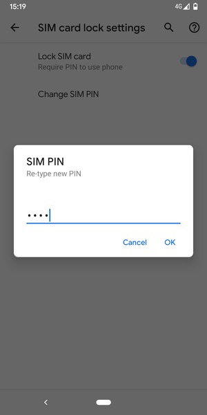 Confirm your new SIM PIN and select OK