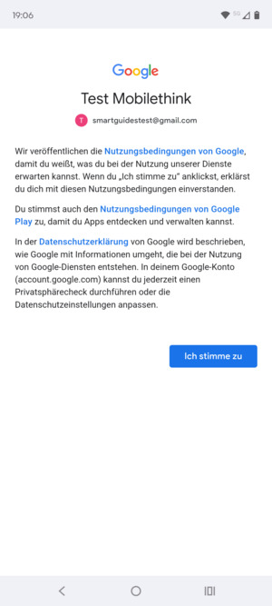 Wählen Sie Ich stimme zu