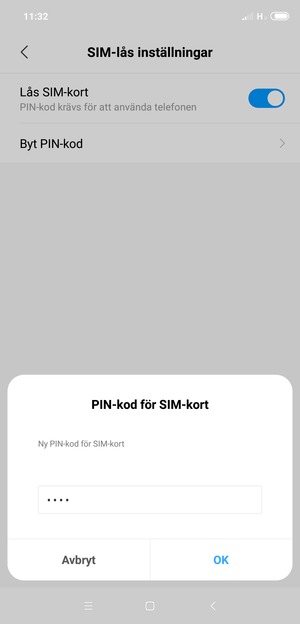 Ange din Nya PIN-kod för SIM-kort och välj OK