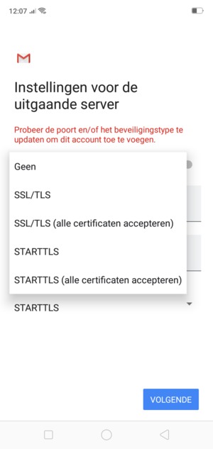 Selecteer Geen en VOLGENDE