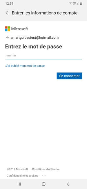 Saisissez votre mot de passe et sélectionnez Se connecter
