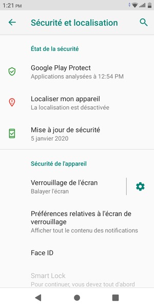 Sélectionnez Verrouillage de l'écran