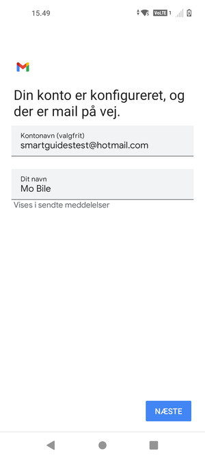 Giv din konto et navn og indtast dit navn. Vælg NÆSTE