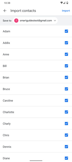 Select the v button
