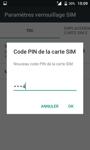 Saisissez votre Nouveau code PIN de la carte SIM et sélectionnez OK