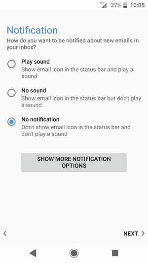 Select your preferred option and select NEXT
