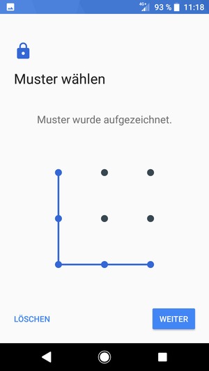 Zeichnen Sie ein Entsperrmuster und wählen Sie WEITER