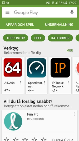 Tryck på sökfältet