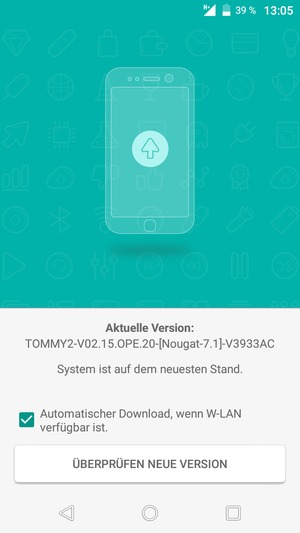 Falls Ihr Handy aktualisiert ist, wird Ihnen der folgende Bildschirm angezeigt