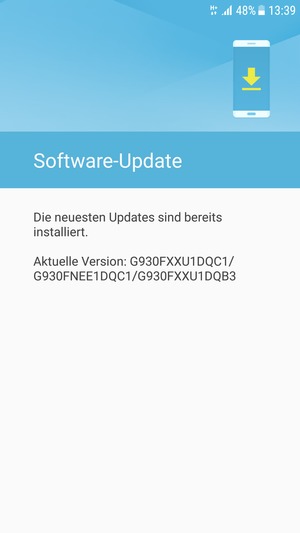 Falls Ihr Handy aktualisiert ist, wird Ihnen der folgende Bildschirm angezeigt