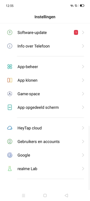 Scroll naar en selecteer Software-update