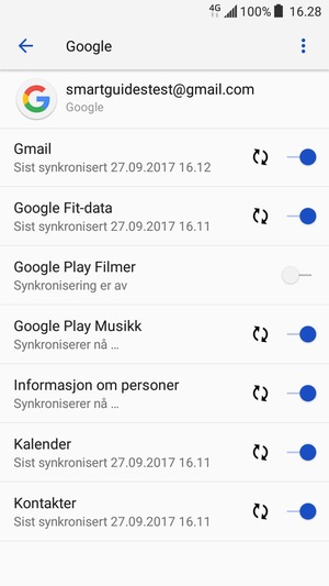 Din informasjon blir synkronisert