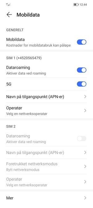 Slå Dataroaming på eller av
