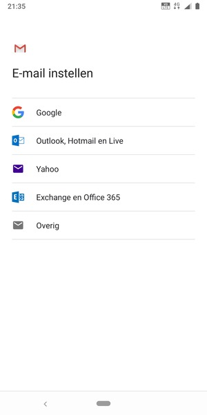 Selecteer Exchange en Office 365