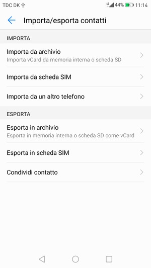 Seleziona Importa da scheda SIM