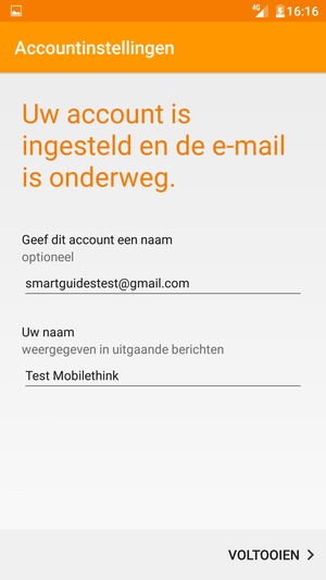Geef uw account een naam en voer uw naam in. Selecteer VOLTOOIEN