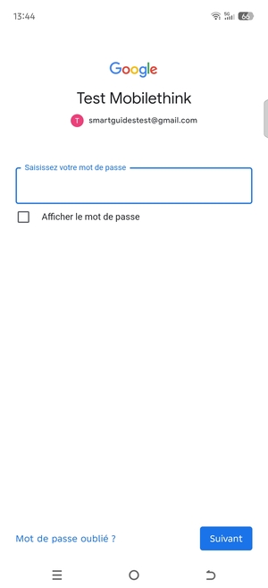 Saisissez votre Mot de passe et sélectionnez Suivant