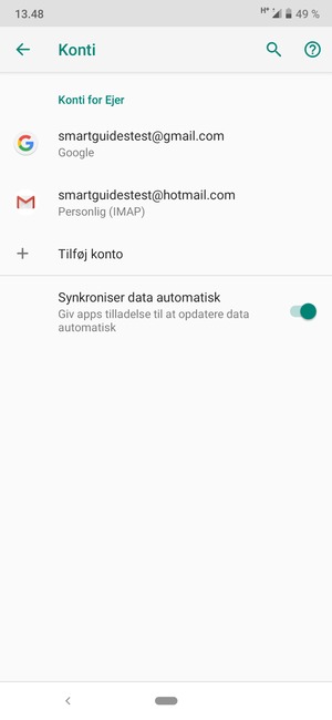 Vælg din Google konto