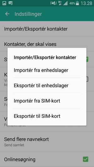 Vælg Importér fra SIM-kort