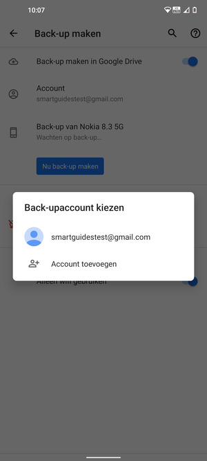 Selecteer uw back-up-account
