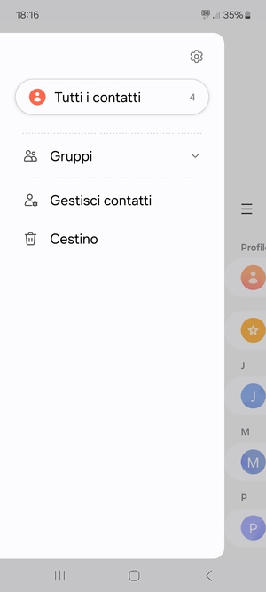 Seleziona Gestisci contatti