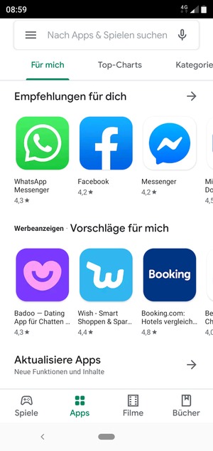 Wählen Sie die Suchleiste